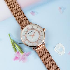Ladies 3ATM Quartz Analog Watch 18mm Mop Dial Watch Mesh Strap