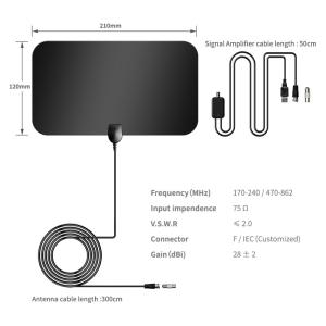 Smart HDTV Digital TV Antenna with IEC/F Male Connector and Customized Connector