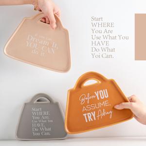 Under Glazed Technique Ceramic Snack Plate Set For Cute Bag Shape Gray Serving