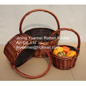 Cheap wicker fruit basket 3 sizes L M S with handle wicker food basket for sale