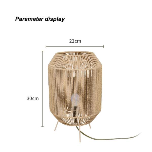Vintage Twine Rattan Table Lamp , Handmade Wabi Sabi Table Lamp For Homestay