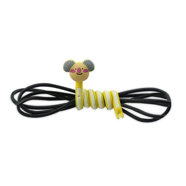 Custom Bear Silicone Rubber Earphone Cord Cable Winder With Extra Long Size , For Promotion Gift