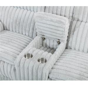 Power Recliner Sofa set with Power Recliner Seats and Storage Box, Gray Corduroy