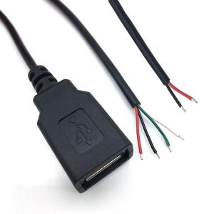 China Male Female USB 2.0 Type A Plug to Free End Tinned Open Pigtail Wire Charger Cable for LED Strip on sale