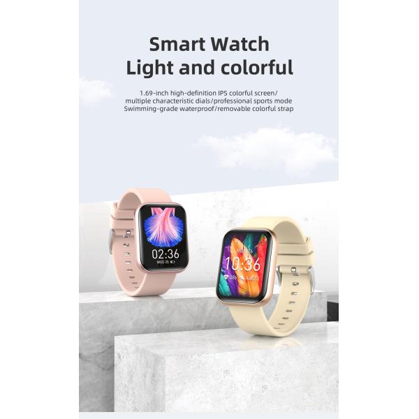 Square 1.28Inch Full Touch Smartwatch Fitness With Weather Display
