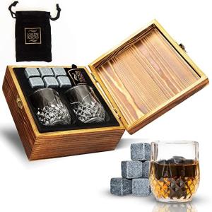 China Wood Granite Cocktail Box Kit Crystal Whiskey Glasses And Stones on sale