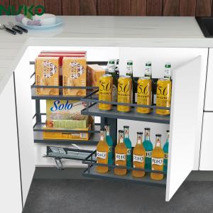 Cheap Pull Out Wire Magic Corner Metal Shelves Wine Bottle Storage Drawer Pantry Basket for sale