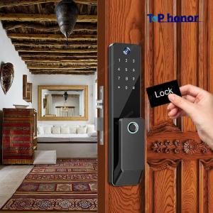 TH-506 Black Aluminium Full Auto Smart Entry Door Locks Biometric Code Card Key