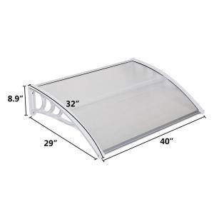 Transparent Outside Door Canopy , Polycarbonate Sheet Awning White Holder