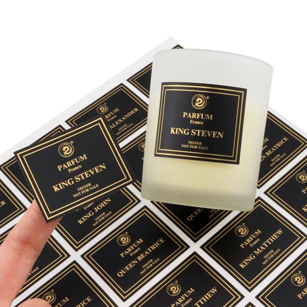 3D Embossed Metal Transfer Stickers in Silver Reflective Heat-Transfer Vinyl for Customized Shape Packaging Labels Candles