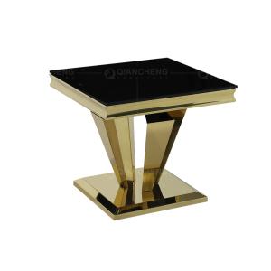 Mirror Silver 60cmx60cmx55cm Stainless Steel Side Tables Marble Top Square Shape