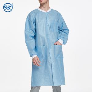 Manufacture Supplier Non woven SMS Disposable wear Lab Coat With Knit Cuffs and
