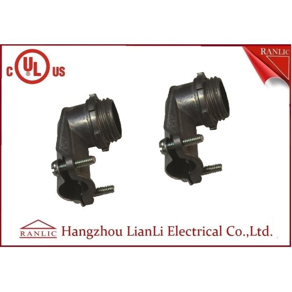 Steel Flexible Conduit Fittings Squeeze 90 Degree BX Connector , UL File No.