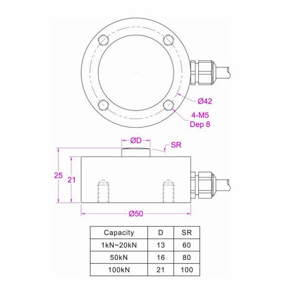 2t Compression Load Cell 2000kg Compression Force Sensor 20KN