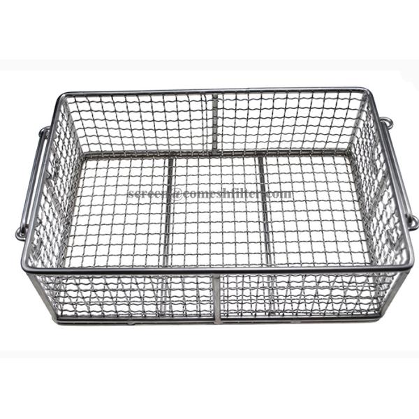 Quality Healthy Rectangle Polished Metal Wire Basket With Movable Handles wholesale