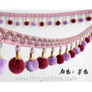 China Machine producing OEM wholesale beautiful trimmings beaded pom pom fringes on sale