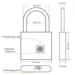 Intelligent Smart Lock Fingerprint Padlock Zinc Alloy Material