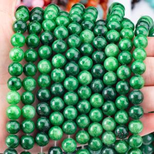 Cheap Natural Crystal Dark Green Jadeite 8MM Round Loose Beads Gemstone Beads For DIY Jewelry Making for sale