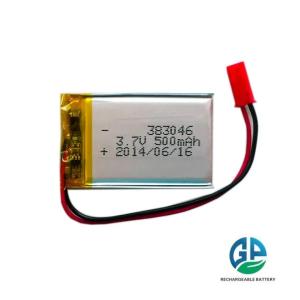 3.7v 500mah lithium polymer lipo battery 383046 Li Polymer KC Rechargeable Lipo