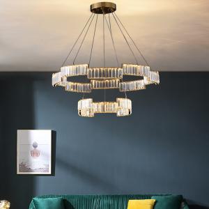 Modern Crystal Pendant Light with Gold Finish 3000-6000K
