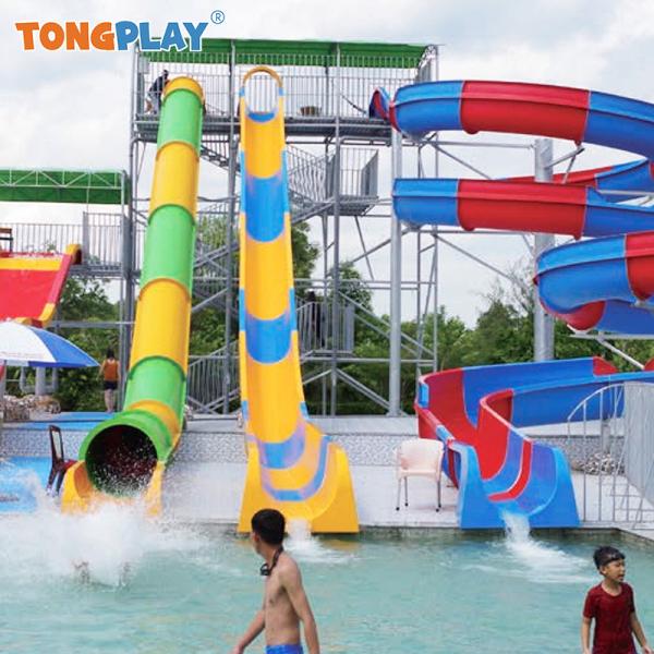 Quality Double Curve Water Slide Plastic Fiberglass Action Park Water Slide wholesale