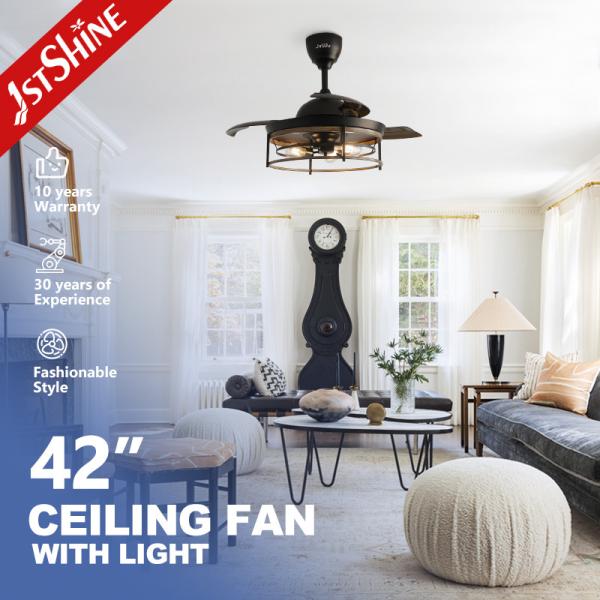 1stshine Black Traditional PC Hidden Blades Ceiling Fan with Remote 2- Lighting