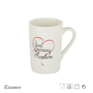 400ml Bone China Mugs , White Ceramic Coffee Mugs With Creative Logo Decal