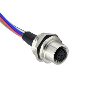 8 Positions M12 Waterproof Connector A Code Female Wall Panel Mounting Wire