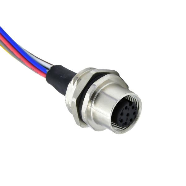 8 Positions M12 Waterproof Connector A Code Female Wall Panel Mounting Wire