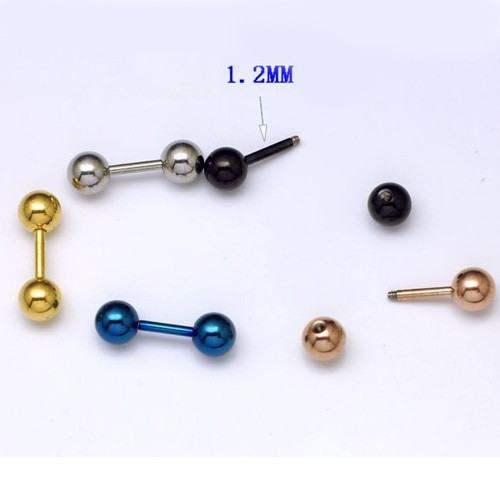 Retro 3 4 5 mm Men's Stainless Steel Ball Barbell Ear Piercing Studs Earrings Black Golden Sale Fashion