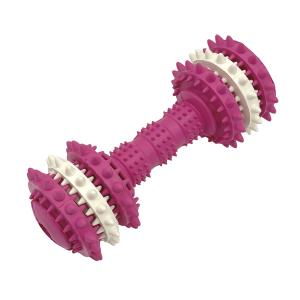 Cheap Durable Rubber Dog Chew Toy Dumbbell Shape With Teeth Cleaning Bumps for sale