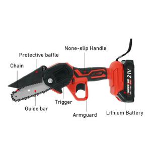 Factory Direct Sale 21V 4 Inch Single Hand Cordless Battery Chain Saw Mini