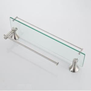 Single Layer Bathroom Towel Rack Rectangular Glass Shelf With Towel Bar Shower