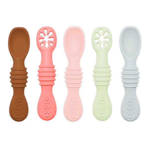 Quality BPA Free Food Grade Silicone Baby Spoon Custom Pattern Printing wholesale