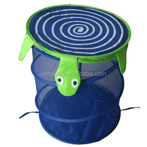 Quality Bathroom Mesh Popup Polyester Foldable Laundry Basket With Cover wholesale