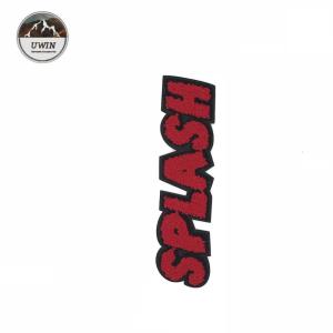 Red Splash Chenille Letter Patches , Custom Logo Patches Towel Twill Material