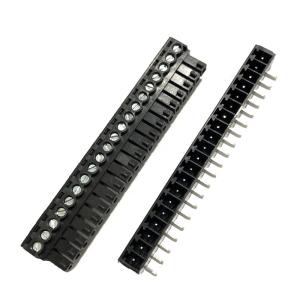 Cheap 3.81mm Pitch PCB Pluggable Screw Terminal Blocks Plug + Right Angle Pin Header Black for sale