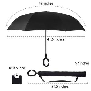 Custom Fiberglass Frame Reverse Inverted Umbrella Double Layer With C Shape