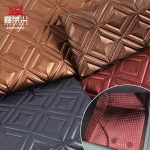 PVC Large Squares Grain Pattern Synthetic Artificial Leather Fabric for Handbags