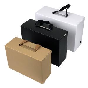 Ribbon Handle Foldable Corrugated Cardboard Handbag Packaging Box for Socks