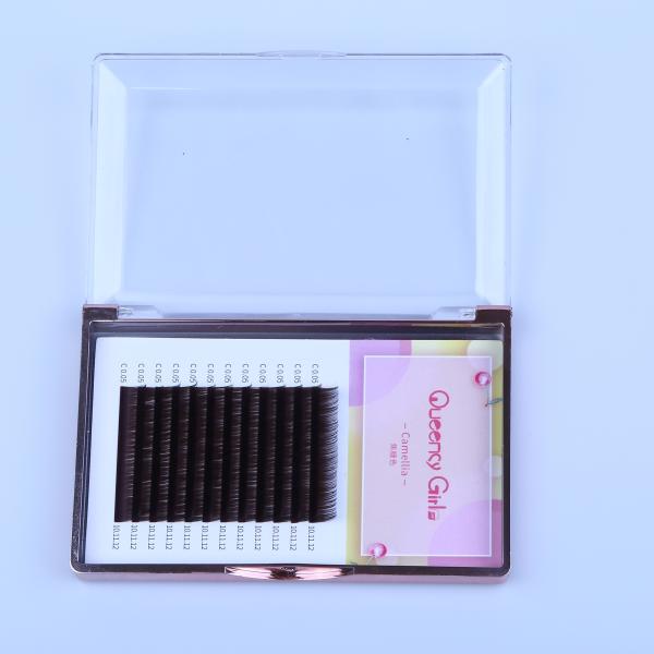 Synthetic Hair Eyelash Individual Extensions 0.05mm Caramel Color 6-16MM Length
