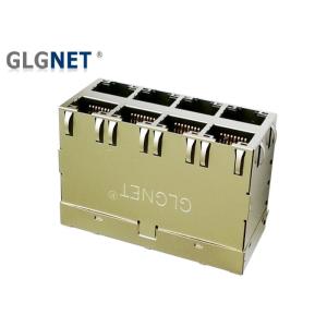 Magnetic RJ45 Connector 10G RJ45 Jack 2 x 4 Ports EMI Gasket Built In Light