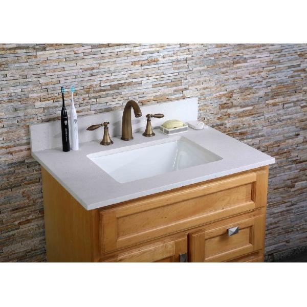 Quality White Custom Bathroom Vanity Tops Narrow Square Single Sink Prefabricated wholesale