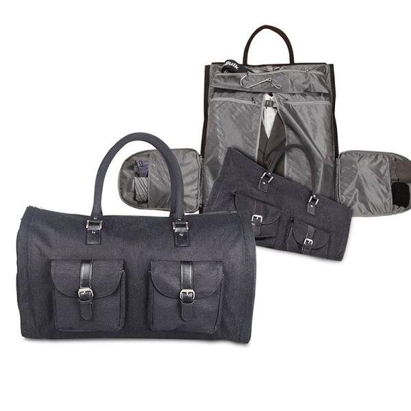 Quality 2 In 1 Convertible Carry On Suit Protector Garment Bag Durable Denim Made wholesale