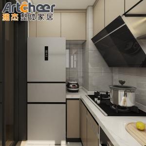 Complete Plywood PVC Kitchen Cabinet with Modern Black Island Design made in by