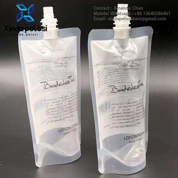Quality Custom Printed Plastic Placing Single Clear Stand Up Pouch Liquid Bags With Spout wholesale