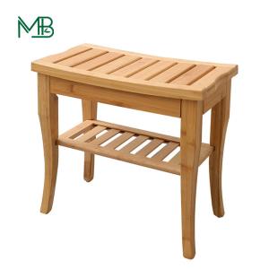 Cheap Bamboo Shower Bench Chair with Storage Shelf for sale