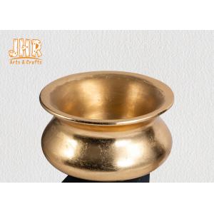 Gold Leaf Fiberglass Flower Pots Table Vases Frosted Black Base Pot Planters