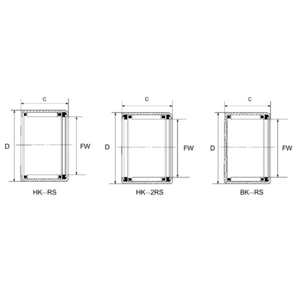 BK1514 RS Radial Sealed Needle Bearings Grease Drawn Cup With A Closed End