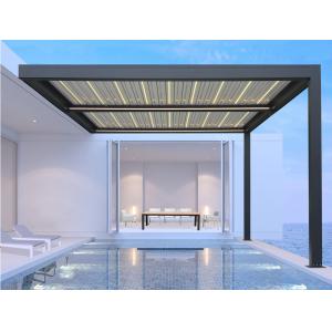 China Telescopic Garden Aluminum Louvered Pergola 5.8m Bioclimatic 3000K Yellow Rainproof on sale